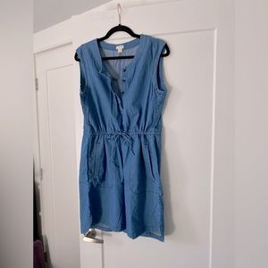 J. Crew Chambray Tie Waist Dress, Small